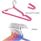 Set of 10 pink PVC-coated clothes hangers with chrome hook and non-slip grips