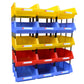 Modular plastic storage box with yellow, blue, red shelves; 35x20x15 cm