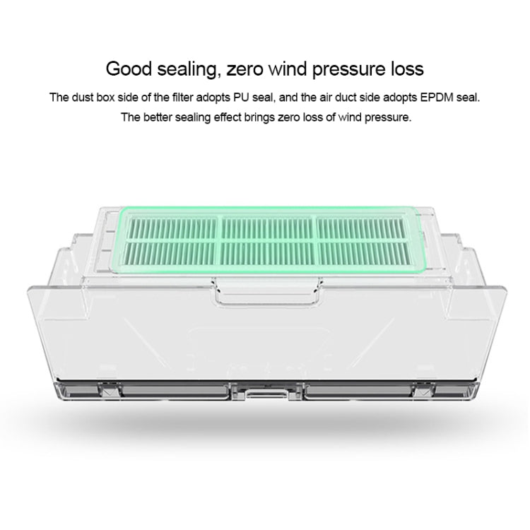Green filter element in clear frame for robotic vacuum