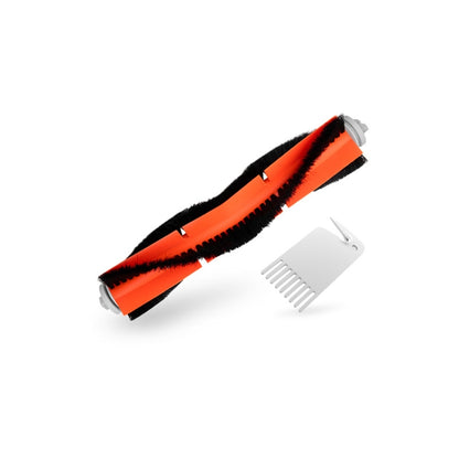 Orange and black V-shaped main sweeping brush with gray end caps