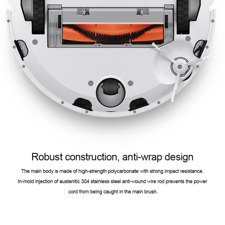 Robot sweeping compartment showing orange main brush with side parts