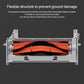 Orange bristle main brush roller inside white robot chassis, close-up