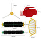 Robot vacuum accessory parts layout: side brush, roller brush, and filter panels
