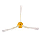 Robot side brush assembly, yellow center with three white bristle arms