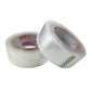 Transparent white packing tape roll with exposed inner cardboard core