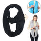 Black solid infinity scarf, soft draped loop for winter layering