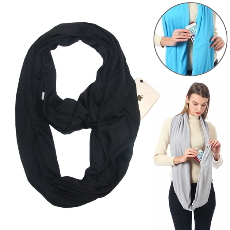 Black solid infinity scarf, soft draped loop for winter layering