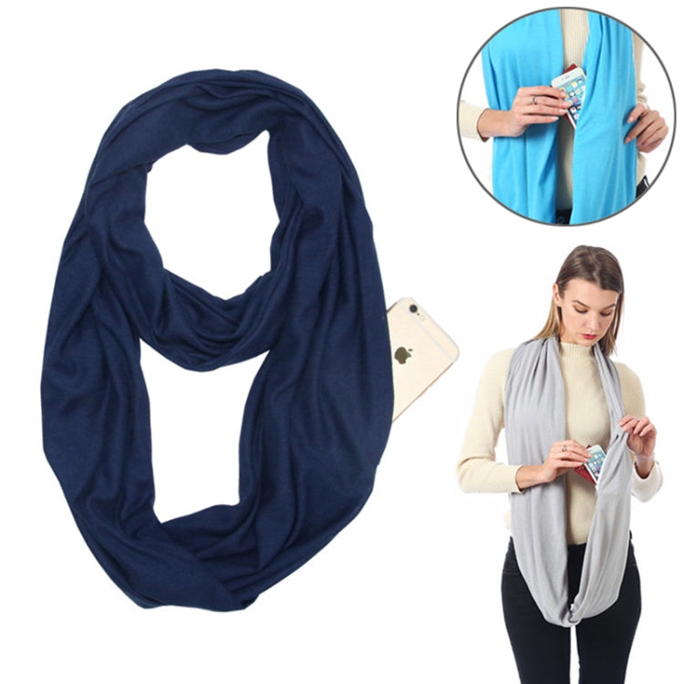 Dark blue solid infinity scarf, soft draped loop for winter layering