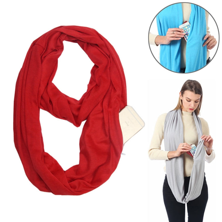 Red solid infinity scarf, soft draped loop for winter layering