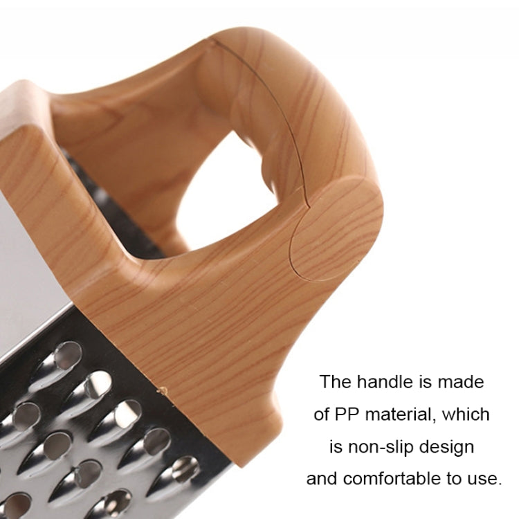 Six-sided vegetable chopper handle with non-slip wood-like grip and stainless blade