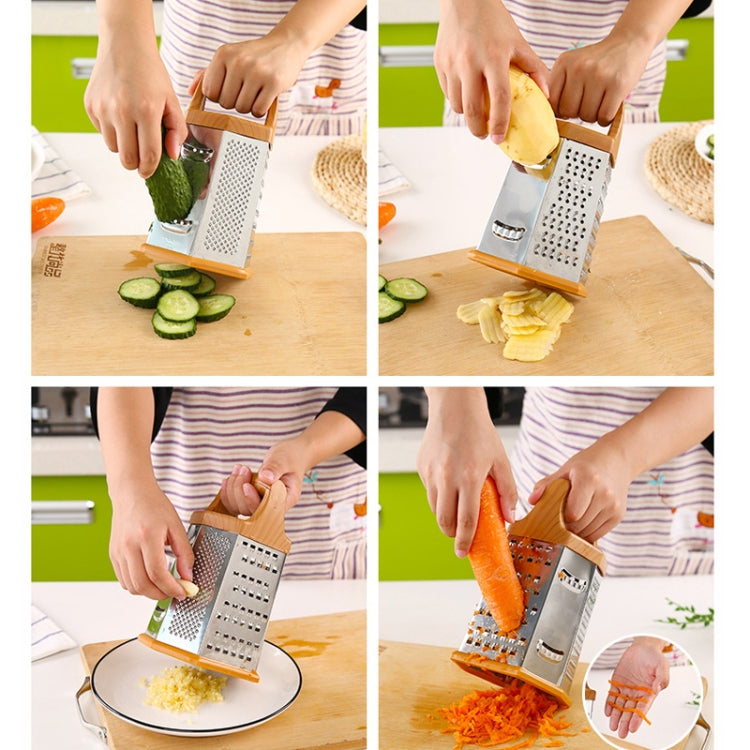 Six-sided vegetable chopper used to slice carrot, cucumber, and cabbage