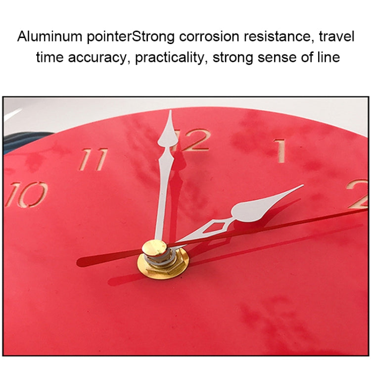 Red ice cream cone wall clock close-up of hands and gold screw center