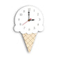 White ice cream cone wall clock with black and red hands, gold center