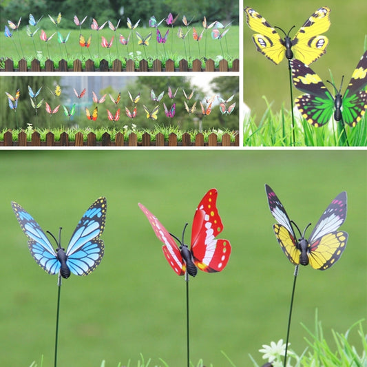 Butterfly stake ornaments set: multiple colorful butterflies displayed on stakes