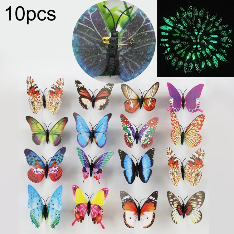 Set of colorful butterfly fridge magnets with simulated brooch backs, 10 pieces