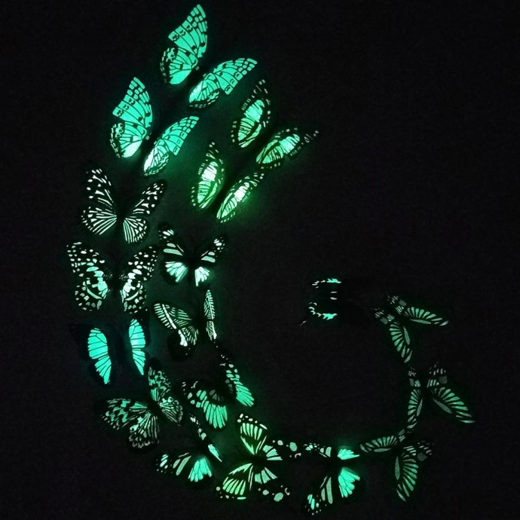 Glow-in-the-dark butterfly fridge magnets, green illuminated wing patterns