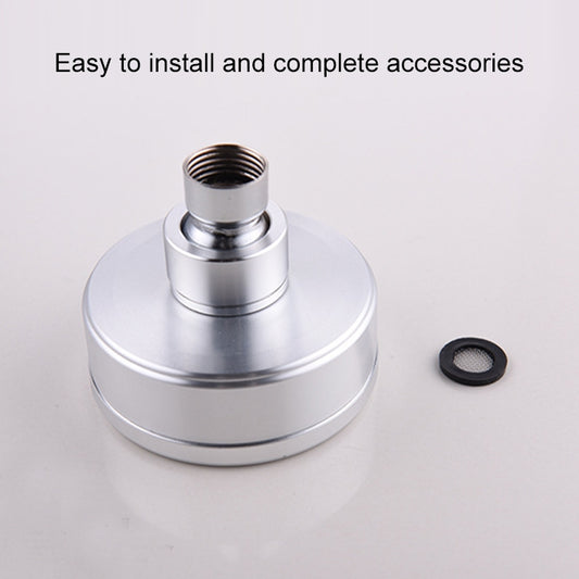 Round stainless steel shower head with threaded connection and spare seal gasket