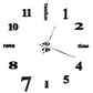Mirror-style clock sticker with roman numerals and long silver hands