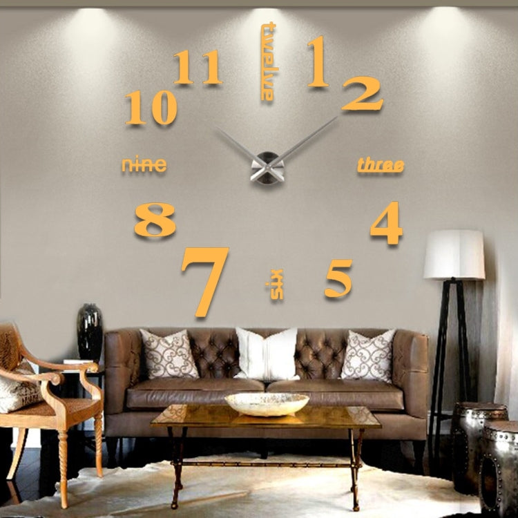 Square mirror wall clock sticker with roman numerals and black clock hands, gold face