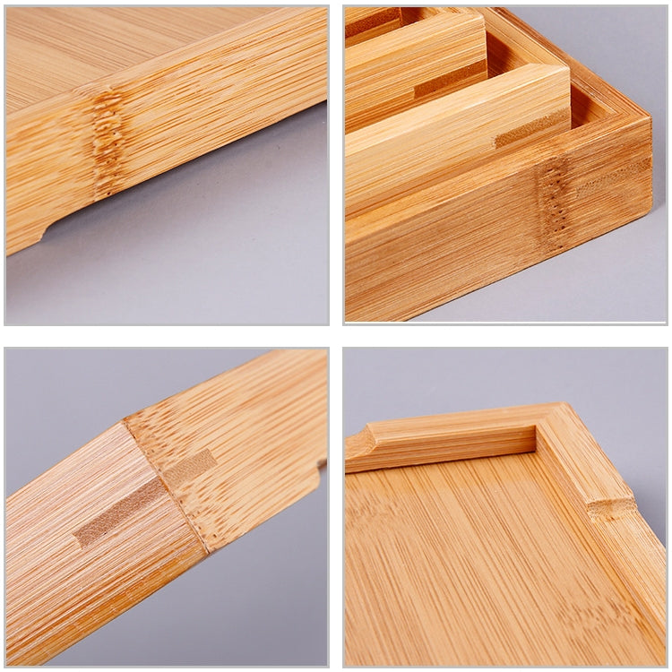 Bamboo tea tray corner detail with stepped right angle and slatted grain