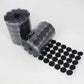 Black 10mm round nylon adhesive hook-and-loop fastener dots, roll with attached sheet