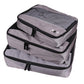 Gray 3-piece waterproof travel storage bag set with clear mesh panel and black zipper trim