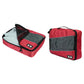 Red and gray 3-piece waterproof travel storage bag set with open mesh compartments