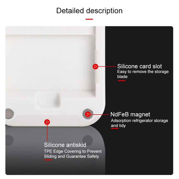 Stainless steel cutter with silicone card slot and NdFeB magnet blade storage