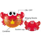 Red crab bubble toy with suction cup base and blowing nozzle for bath bubbles