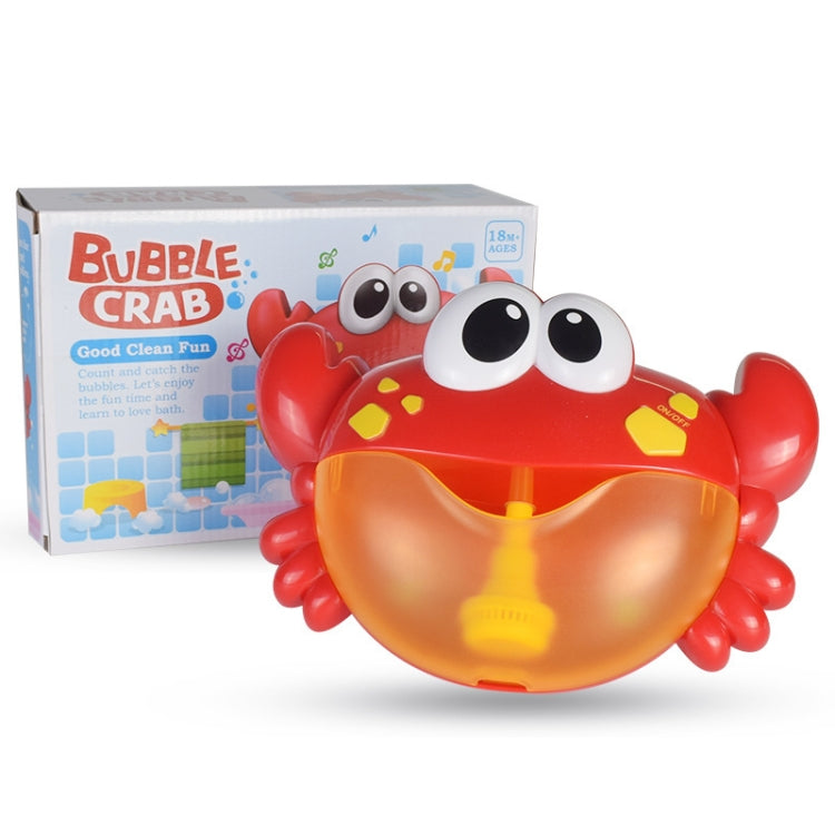 Crab bubble bath toy in retail box with red and orange shell and big eyes
