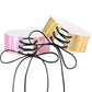 Rainbow holographic choker with metal eyelets and black lace-up cords