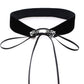 Black velvet choker with ornate silver clasp and long ribbon ties