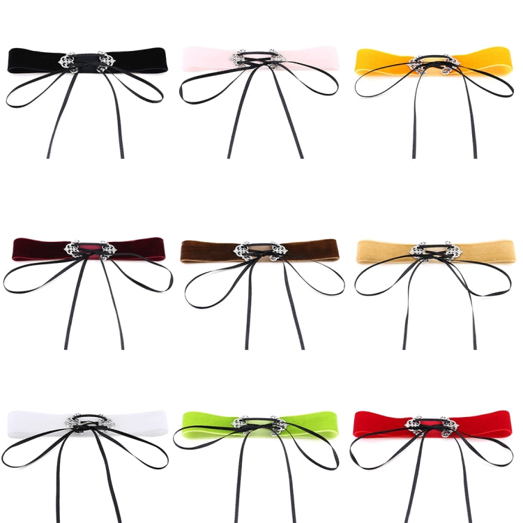 Assorted velvet choker necklace set with silver clasps and ribbon bow ties