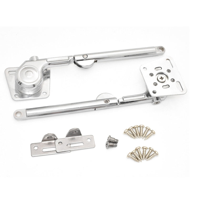 Hydraulic support rod set with base plates, swivel arm, and included hardware screws