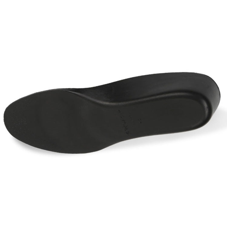 Contoured black underside of height-increase insole with arch support