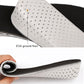 Shoe insole underside with perforated white EVA and black comfort top; held for fit