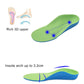 Children corrective insole size 25cm, green top with blue channels and arch support