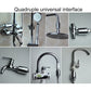 Set of universal shower filter adapters and faucet connection parts in chrome