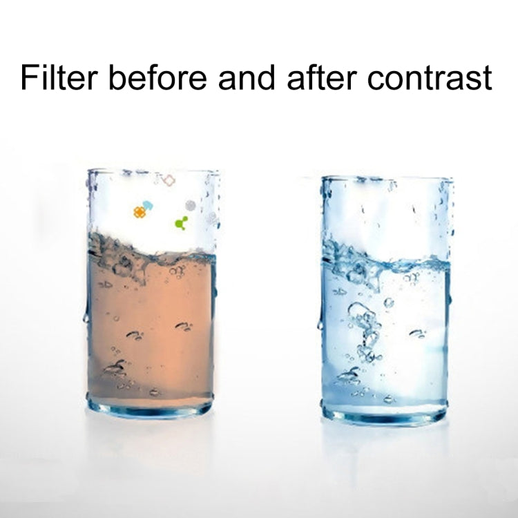 Water before and after filtration: clearer blue water on right