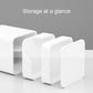 White modular desktop storage boxes with hinged front covers