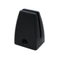 Black desk screen clamp baffle, angled view showing side slot and mounting hole