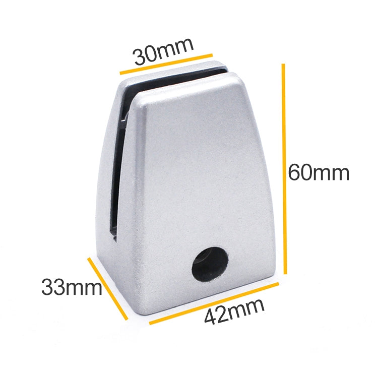 Silver desk screen clamp baffle with size markers: 30mm x 42mm x 60mm