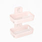 Beige double-deck wall soap shelf with two slotted trays and mounting bracket