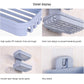 Blue double-deck PP soap holder detail with drain-hole design and slotted trays