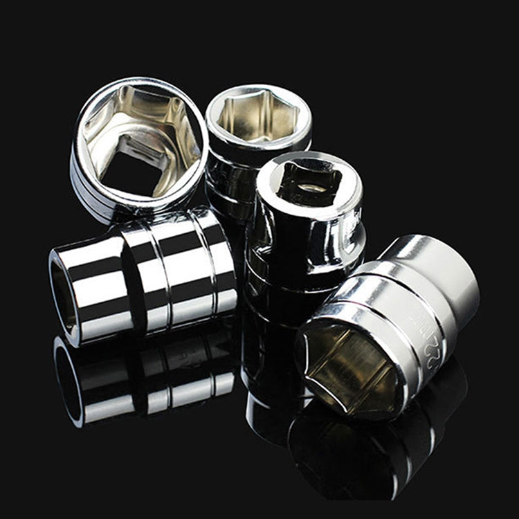Chrome ratchet socket adapters with multiple drive socket ends