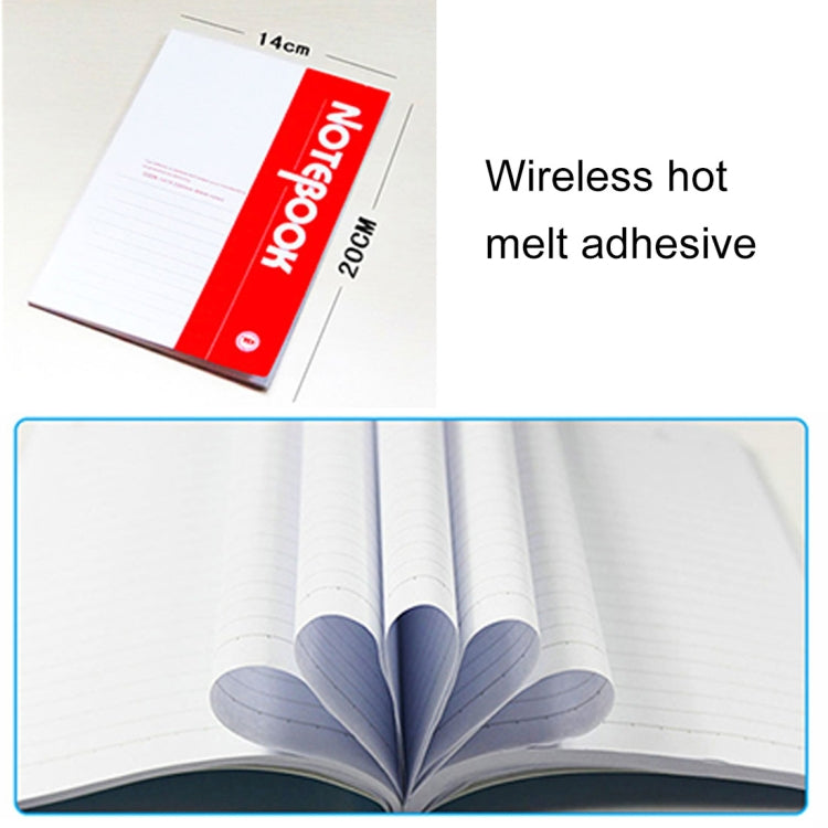 A5 diary with soft cover, open pages fanned into a blue heart shape