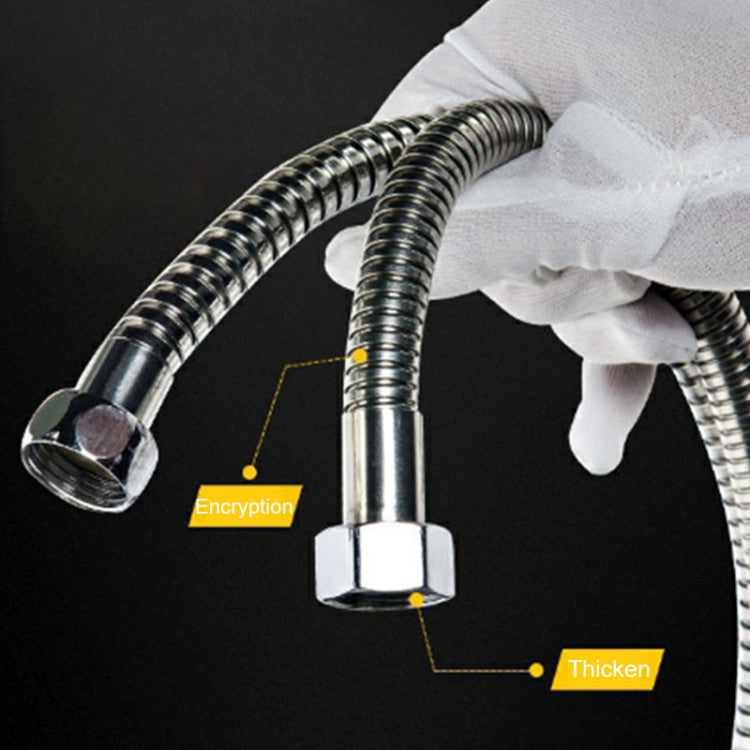 Stainless steel shower hose with chrome fittings and thickened protective ends