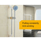 Shower installation with flexible stainless steel hose connected to shower pipe