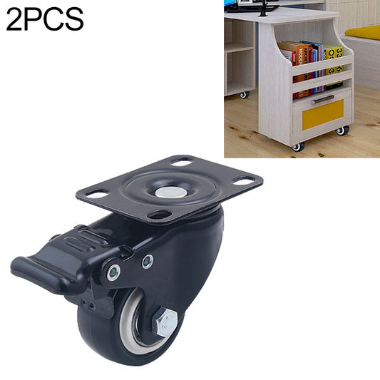 Black furniture caster wheel with brake and square mounting plate