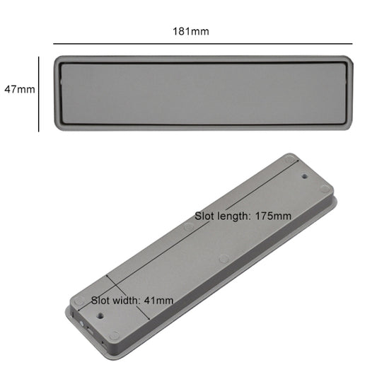 Concealed slot drawer handle, gray metal frame with 175mm slot length, 41mm width